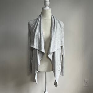 Athleta Studio Wrap Open Front Cardigan Sweater - Size XS - Light Grey Heather